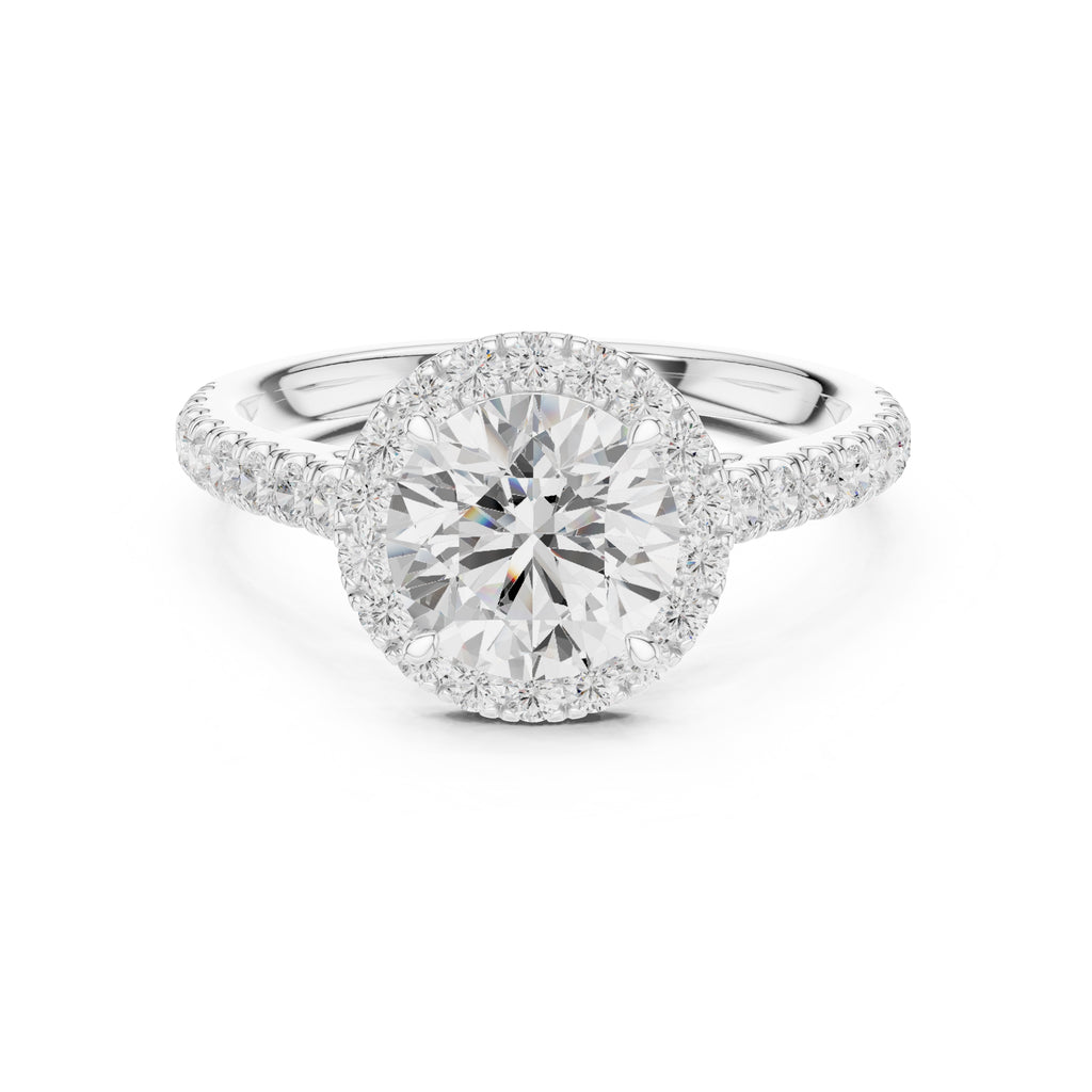 1.50 ct Nova Halo Engagement Ring 1.5ct White Gold Round