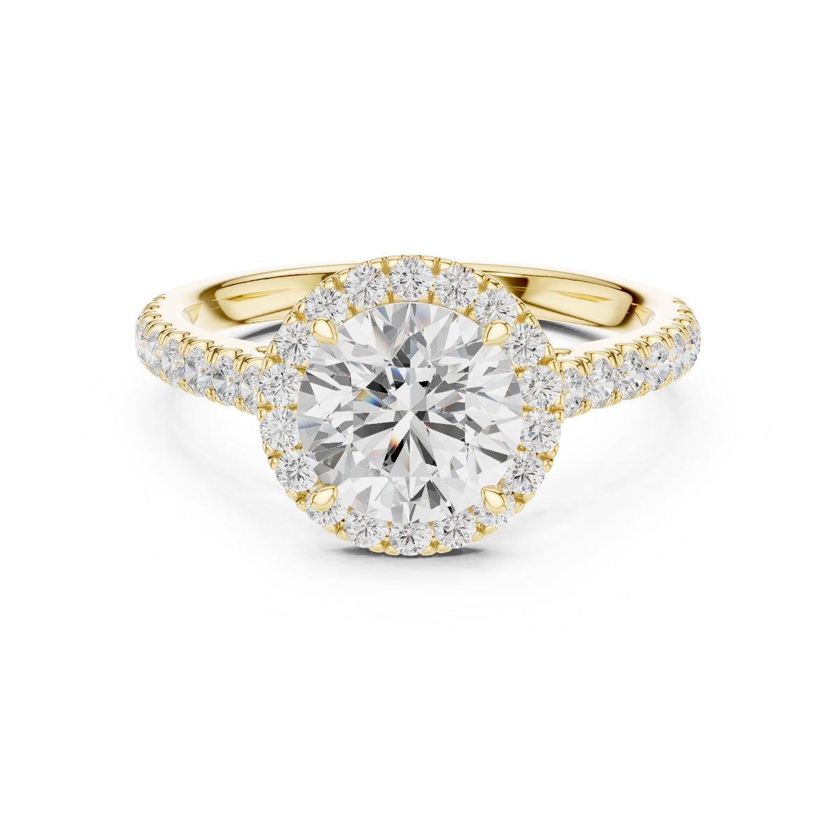 1.50 ct Nova Halo Engagement Ring 1.5ct Yellow Gold Round