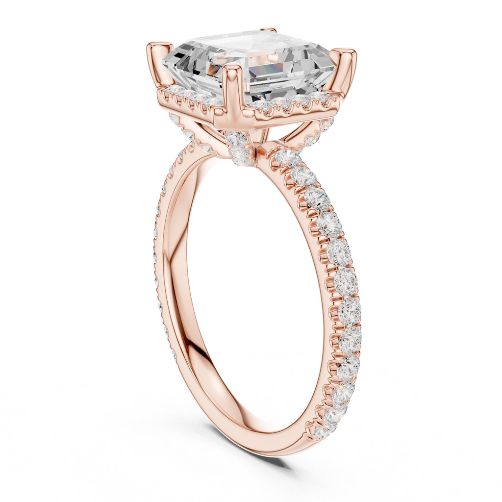 3.50 ct Lumina Pavé Engagement Ring 3.5ct Rose Gold Asscher
