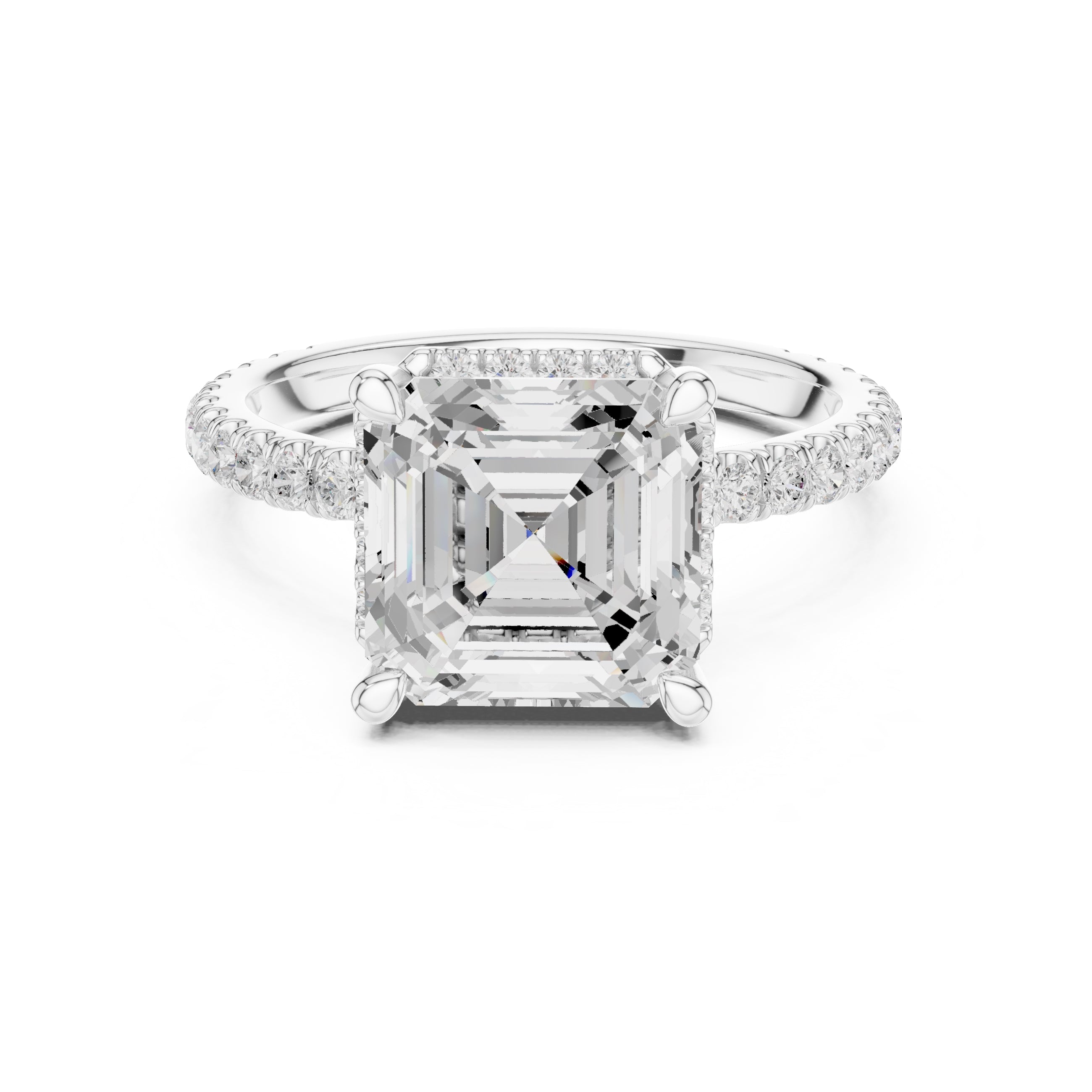 3.50 ct Lumina Pavé Engagement Ring 3.5ct White Gold Asscher