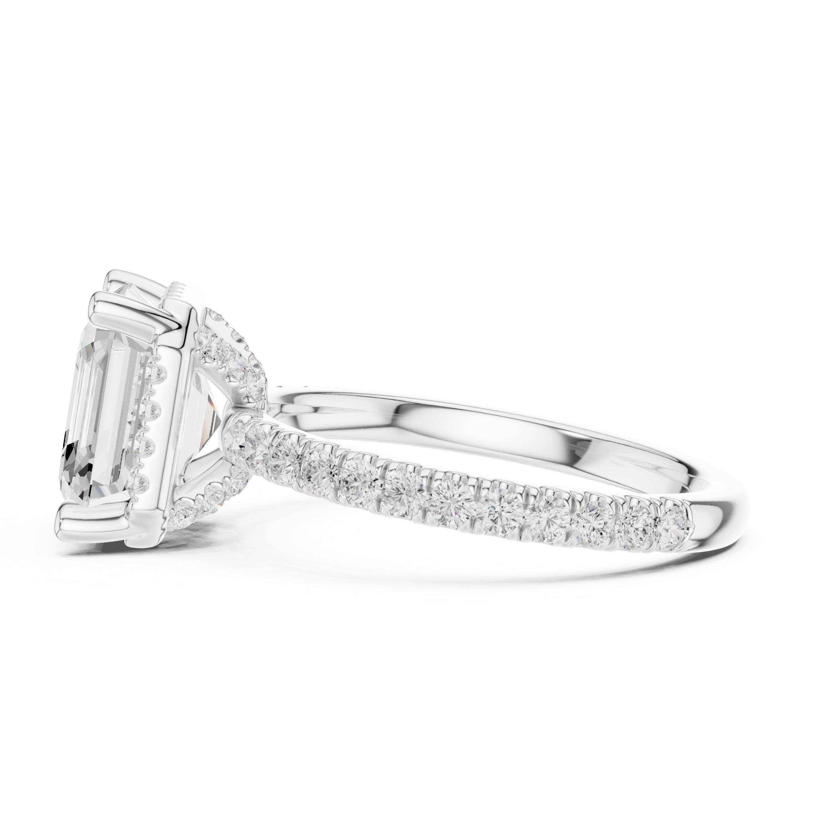 3.50 ct Lumina Pavé Engagement Ring 3.5ct White Gold Asscher