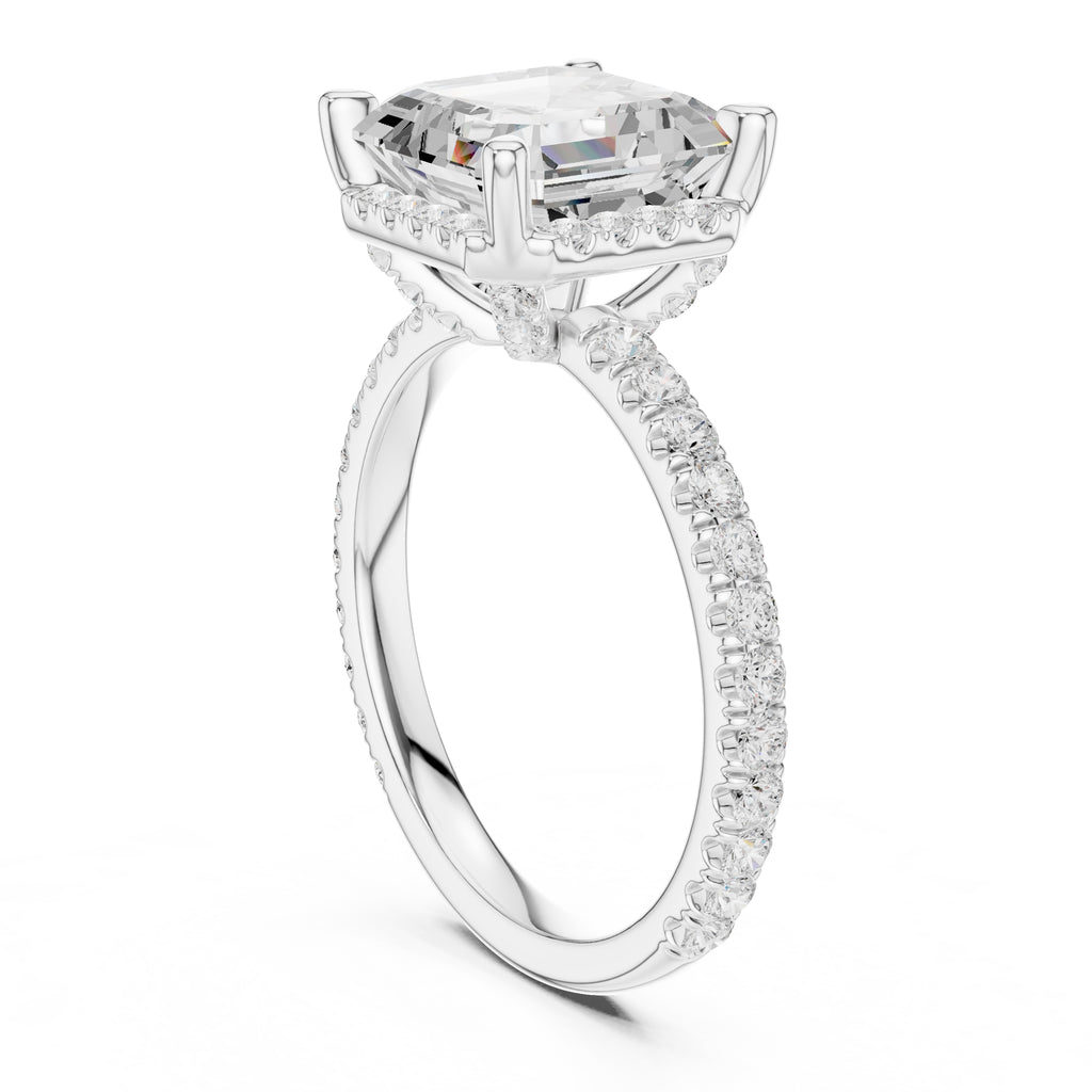 3.50 ct Lumina Pavé Engagement Ring 3.5ct White Gold Asscher