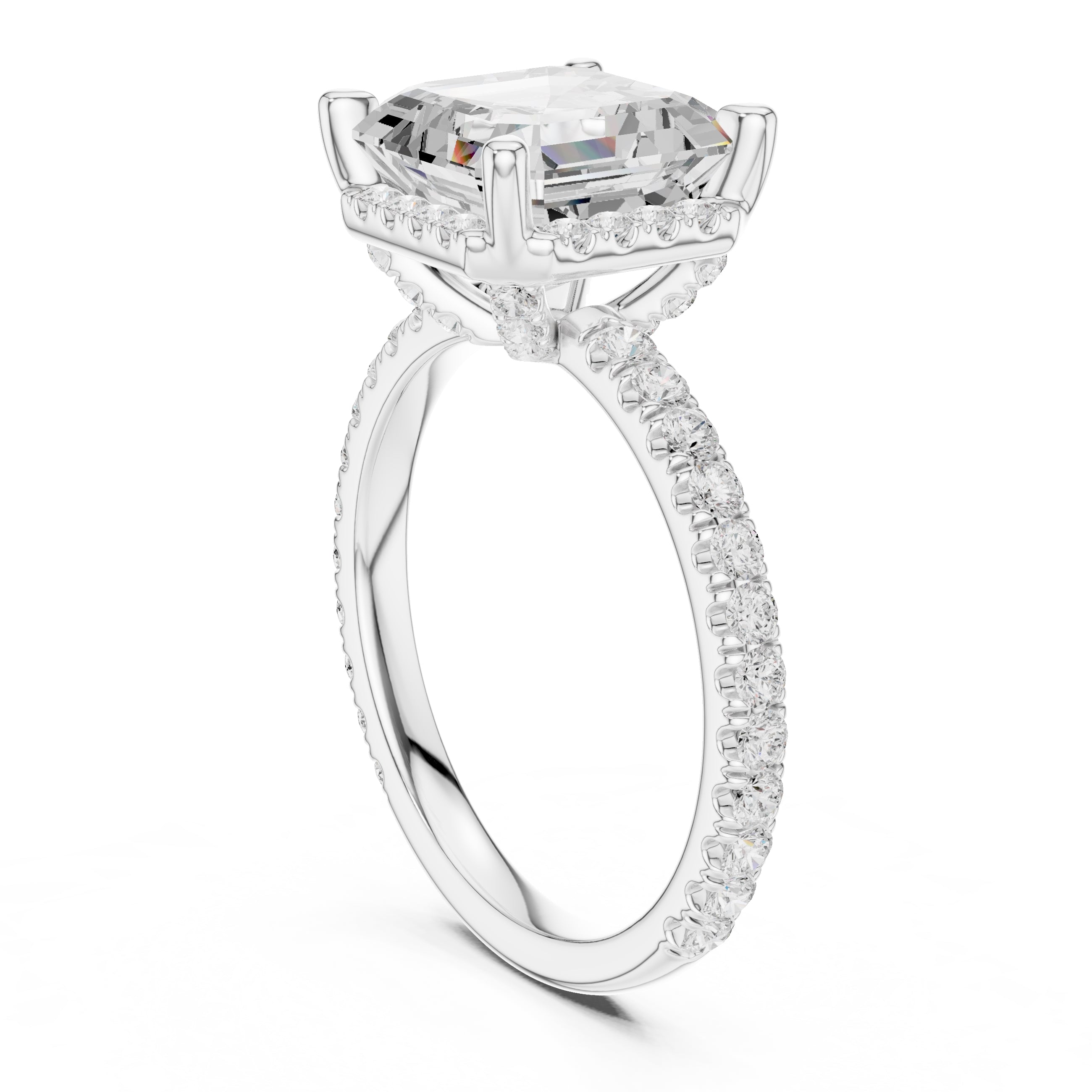 3.50 ct Lumina Pavé Engagement Ring 3.5ct White Gold Asscher