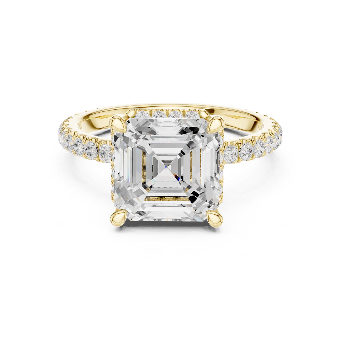 3.50 ct Lumina Pavé Engagement Ring 3.5ct Yellow Gold Asscher