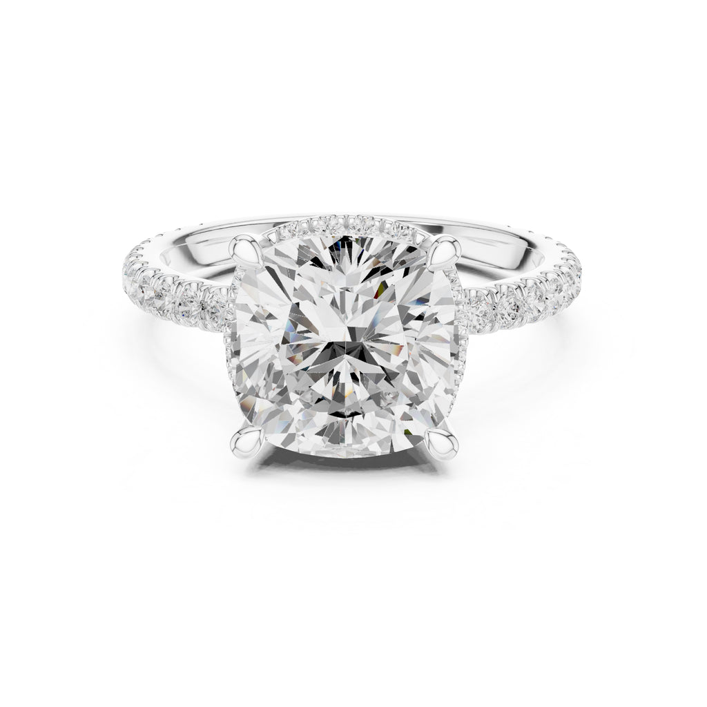 3.50 ct Lumina Pavé Engagement Ring 3.5ct White Gold Cushion