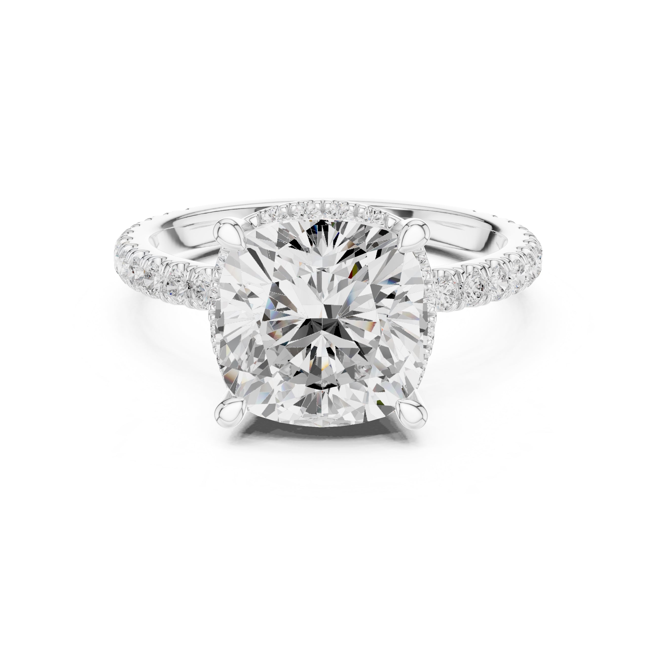 3.50 ct Lumina Pavé Engagement Ring 3.5ct White Gold Cushion