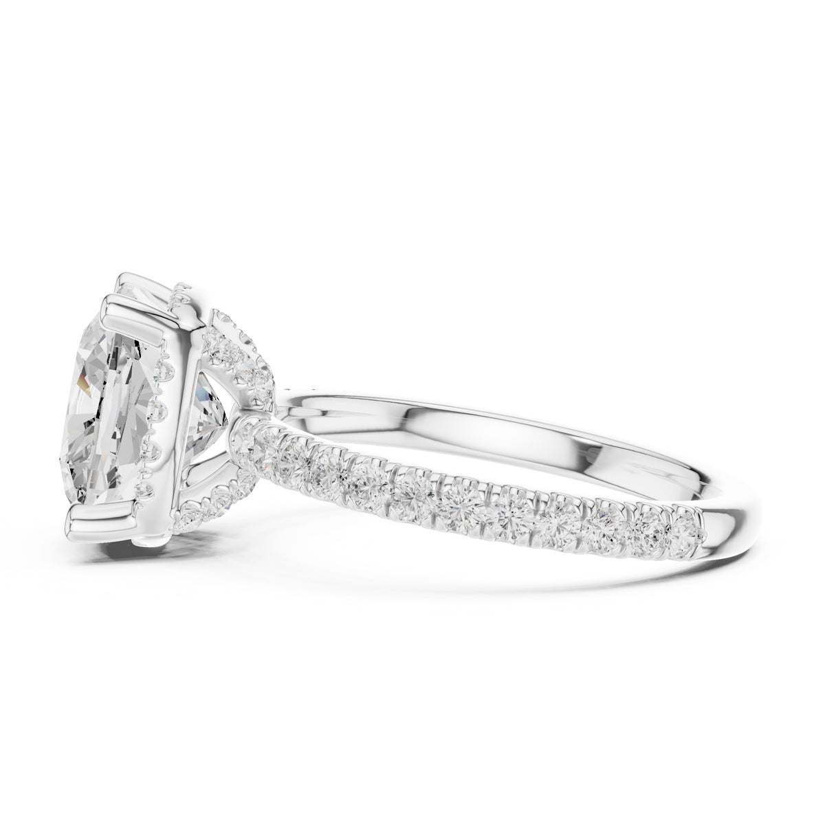 3.50 ct Lumina Pavé Engagement Ring 3.5ct White Gold Cushion