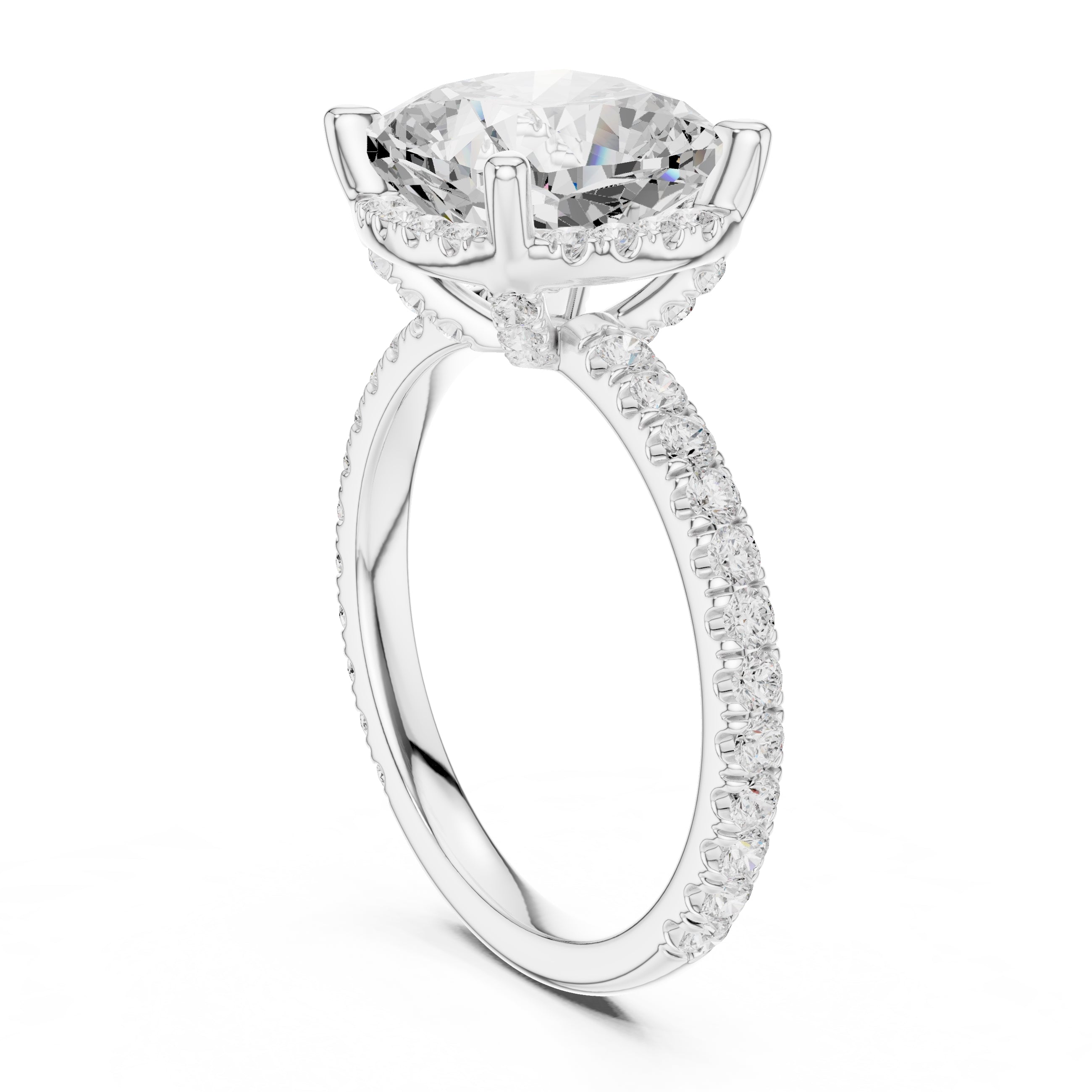 3.50 ct Lumina Pavé Engagement Ring 3.5ct White Gold Cushion