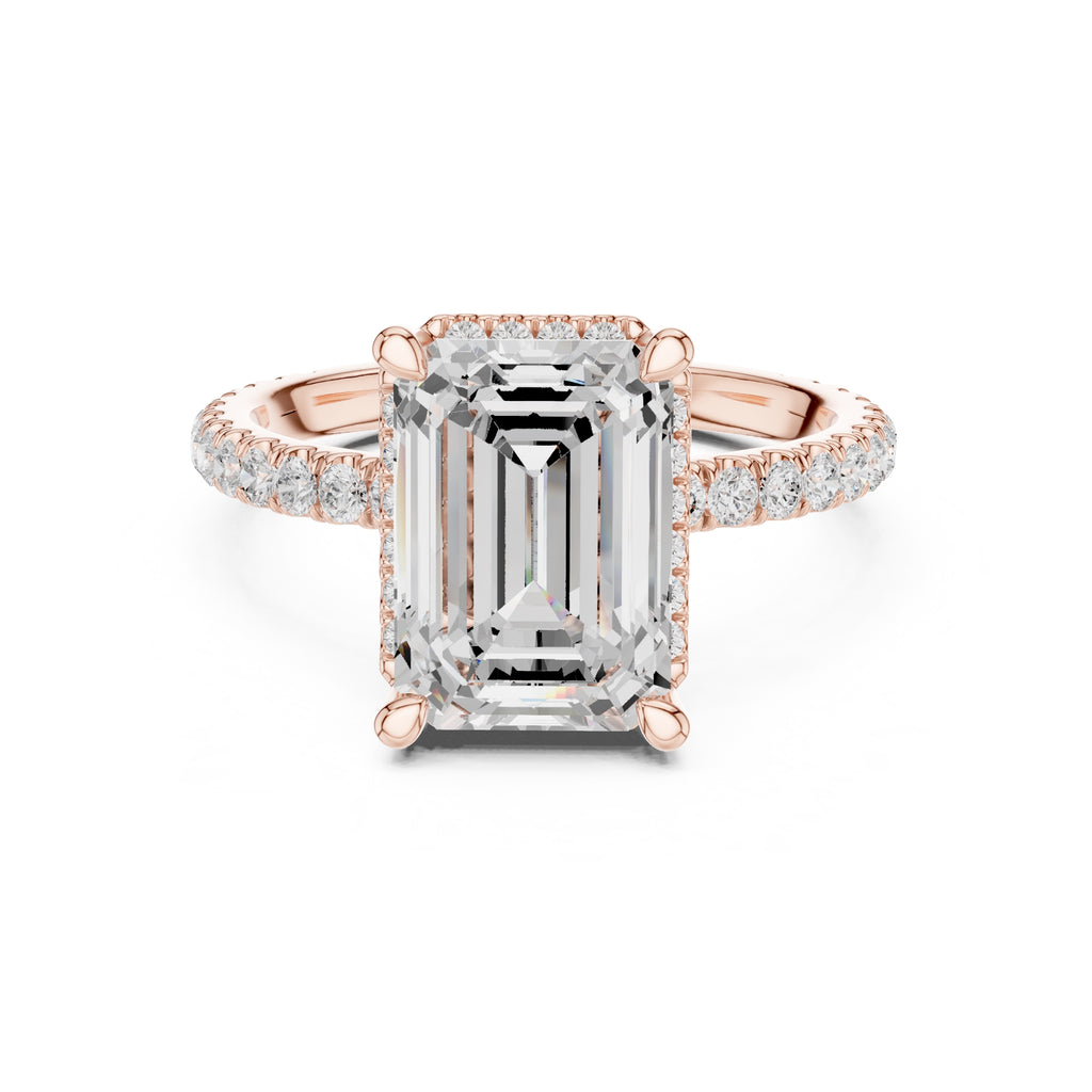 3.50 ct Lumina Pavé Engagement Ring 3.5ct Rose Gold Emerald