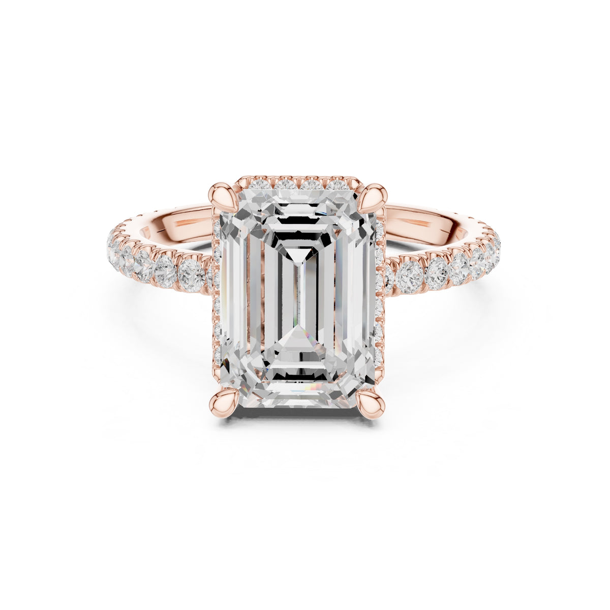 3.50 ct Lumina Pavé Engagement Ring 3.5ct Rose Gold Emerald