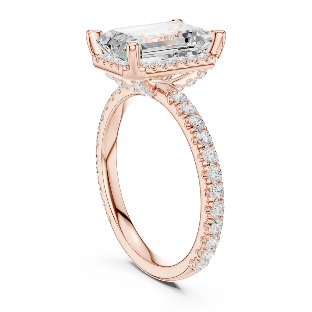 3.50 ct Lumina Pavé Engagement Ring 3.5ct Rose Gold Emerald