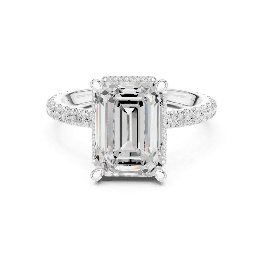 3.50 ct Lumina Pavé Engagement Ring 3.5ct White Gold Emerald