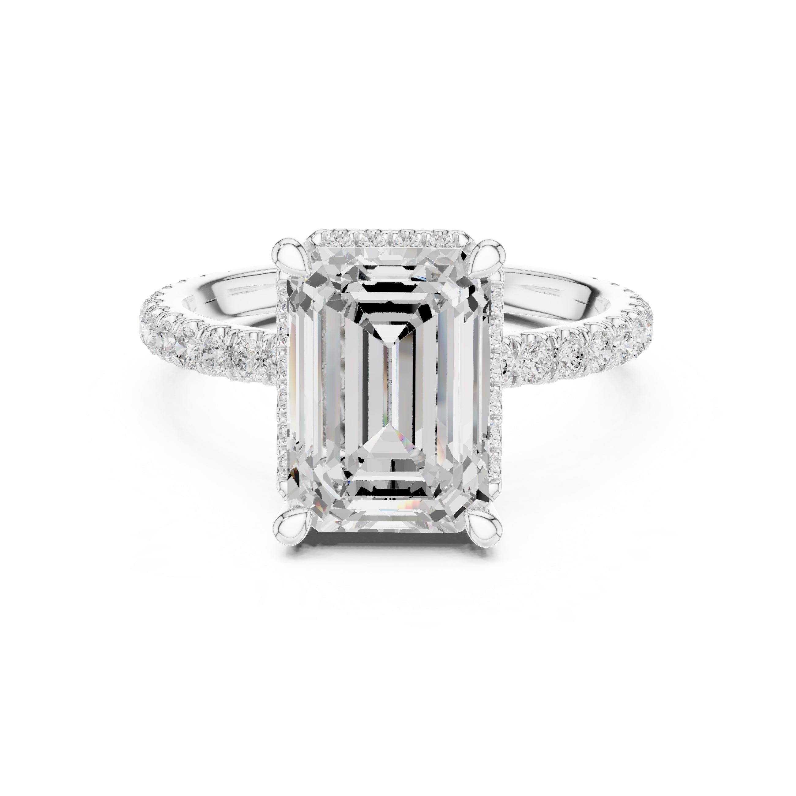 3.50 ct Lumina Pavé Engagement Ring 3.5ct White Gold Emerald