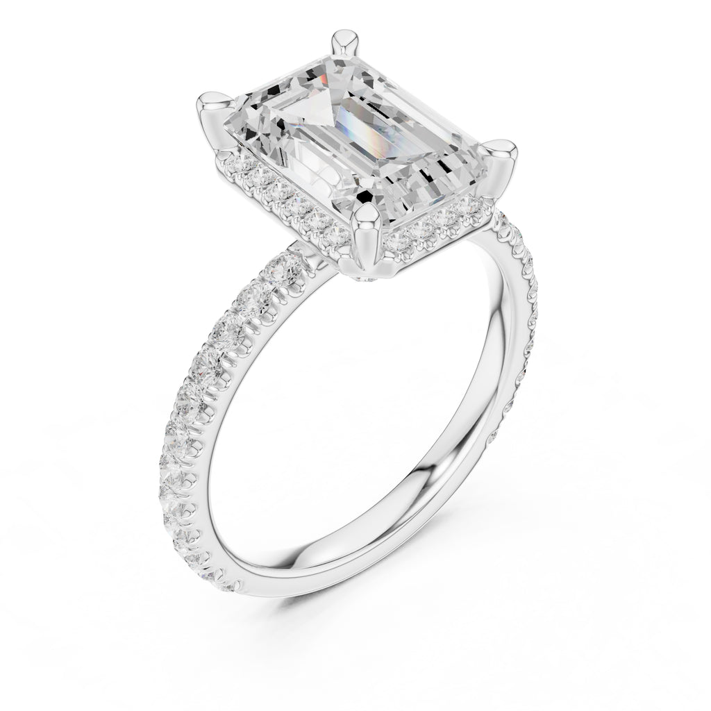 3.50 ct Lumina Pavé Engagement Ring 3.5ct White Gold Emerald