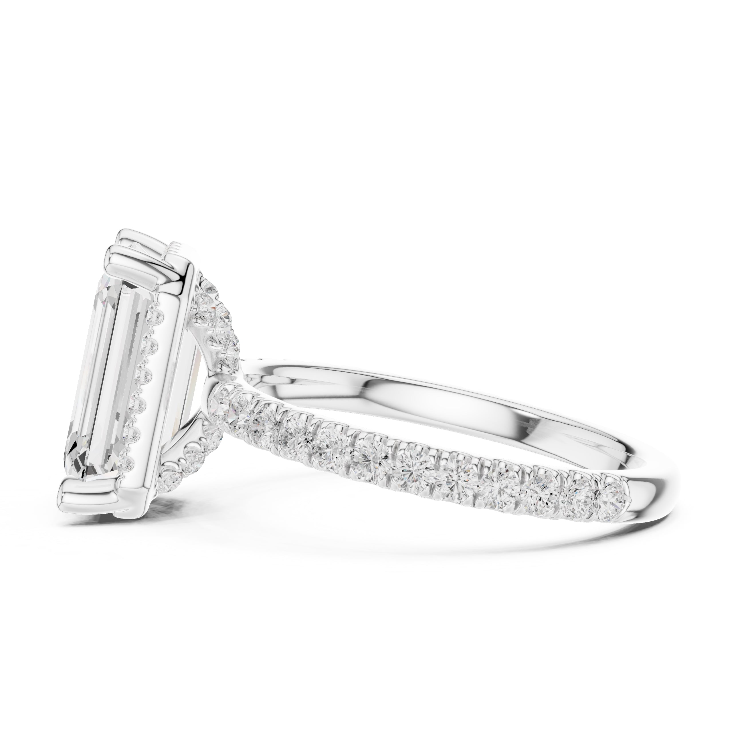 3.50 ct Lumina Pavé Engagement Ring 3.5ct White Gold Emerald