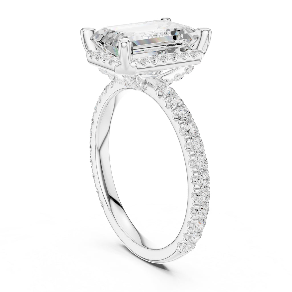 3.50 ct Lumina Pavé Engagement Ring 3.5ct White Gold Emerald