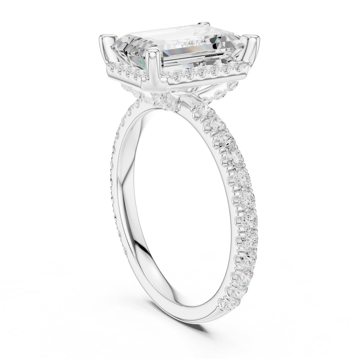 3.50 ct Lumina Pavé Engagement Ring 3.5ct White Gold Emerald