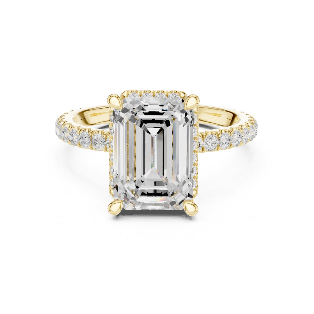3.50 ct Lumina Pavé Engagement Ring 3.5ct Yellow Gold Emerald