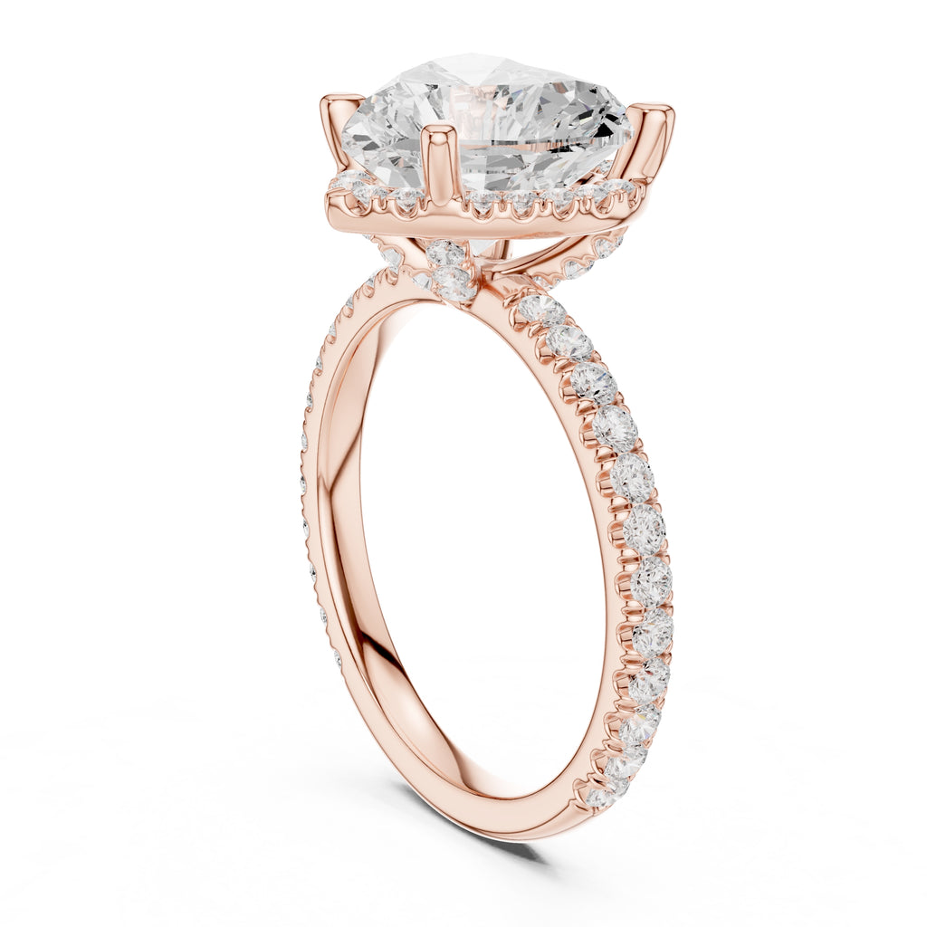 3.50 ct Lumina Pavé Engagement Ring 3.5ct Rose Gold Heart