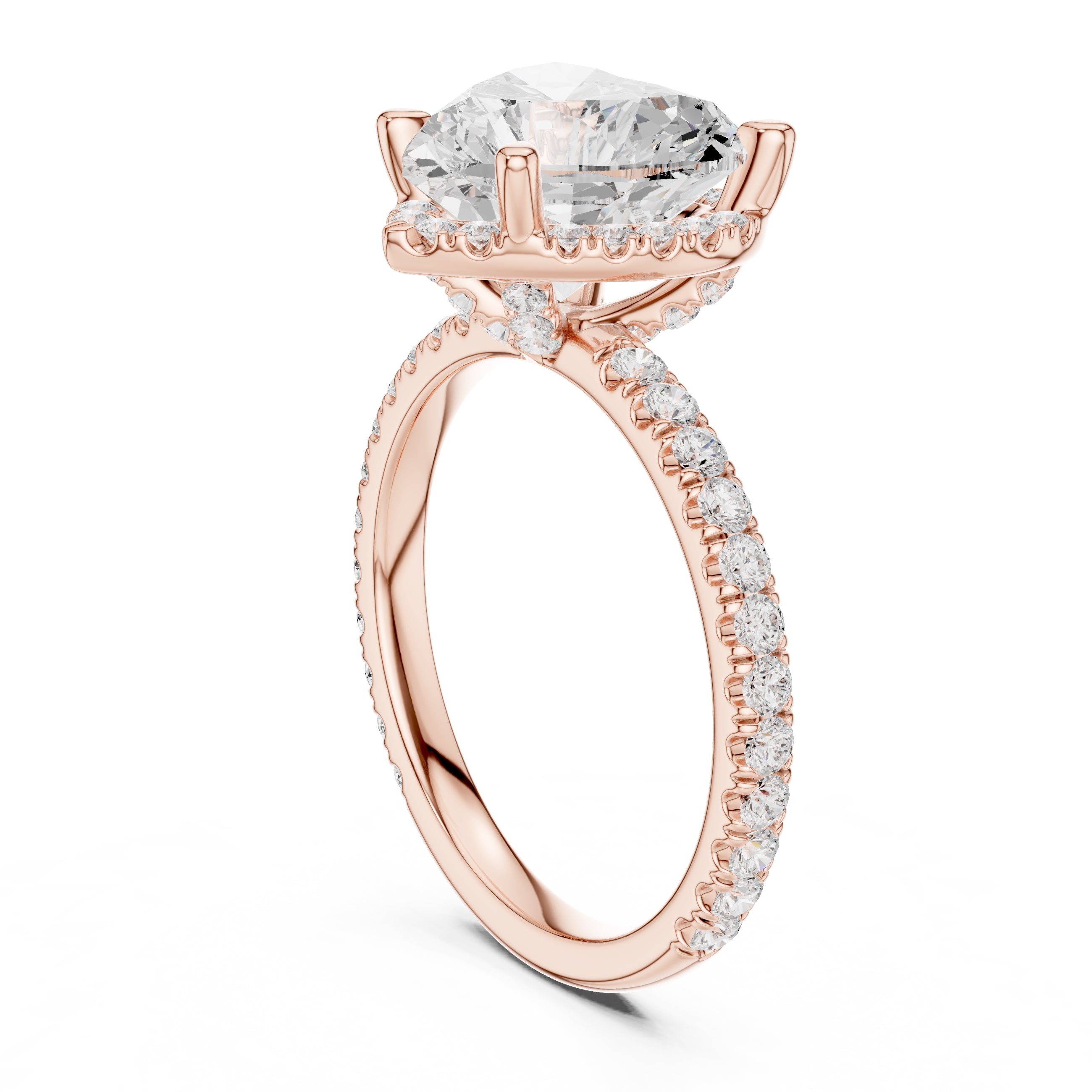 3.50 ct Lumina Pavé Engagement Ring 3.5ct Rose Gold Heart