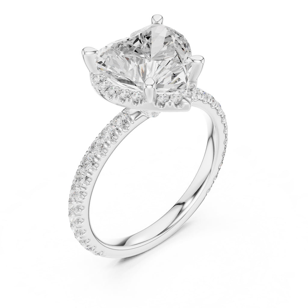 3.50 ct Lumina Pavé Engagement Ring 3.5ct White Gold Heart