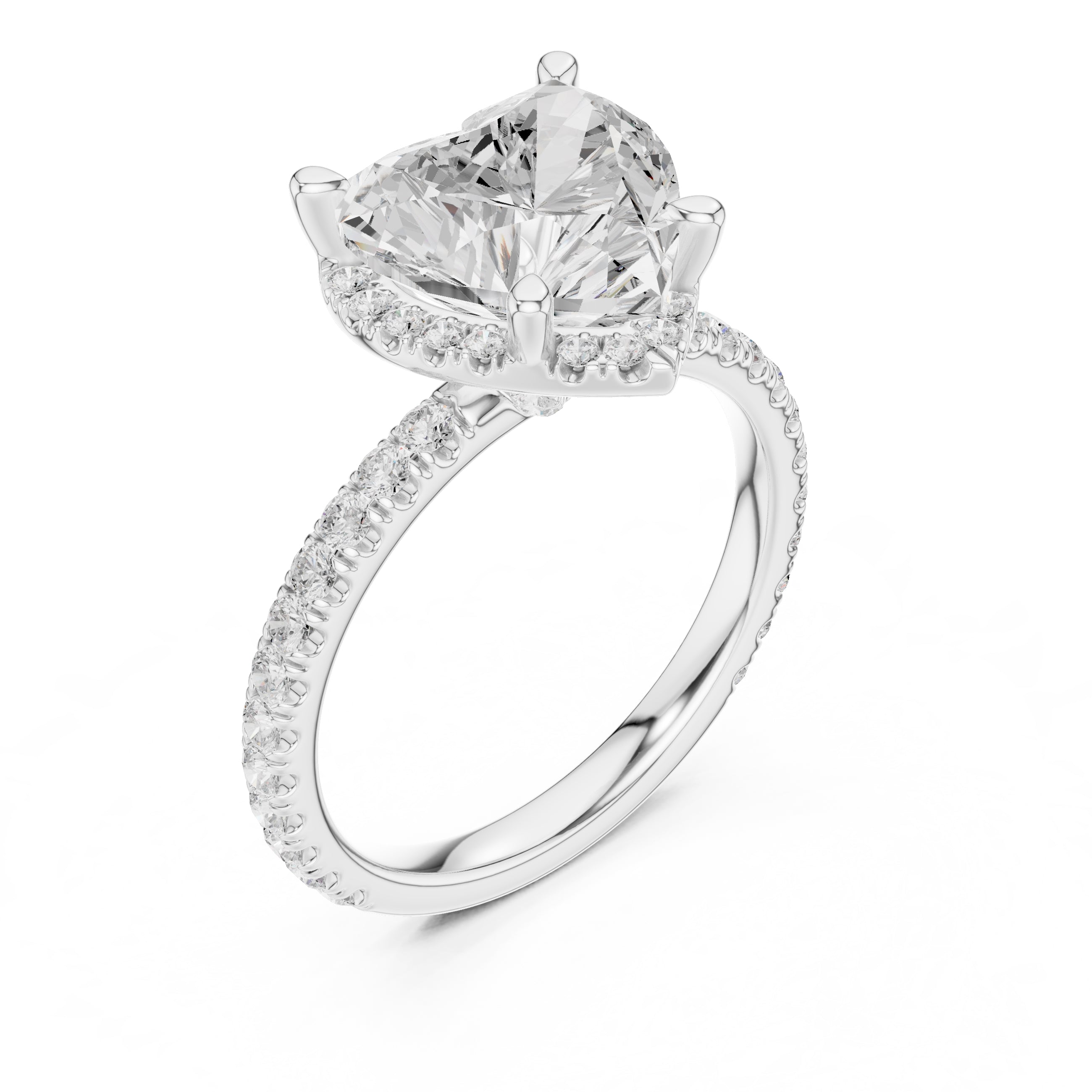 3.50 ct Lumina Pavé Engagement Ring 3.5ct White Gold Heart