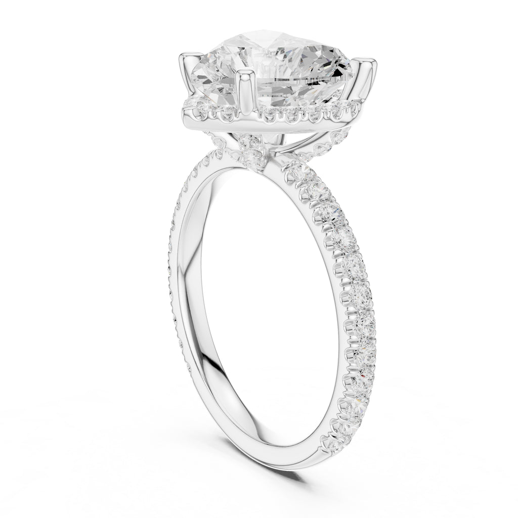 3.50 ct Lumina Pavé Engagement Ring 3.5ct White Gold Heart