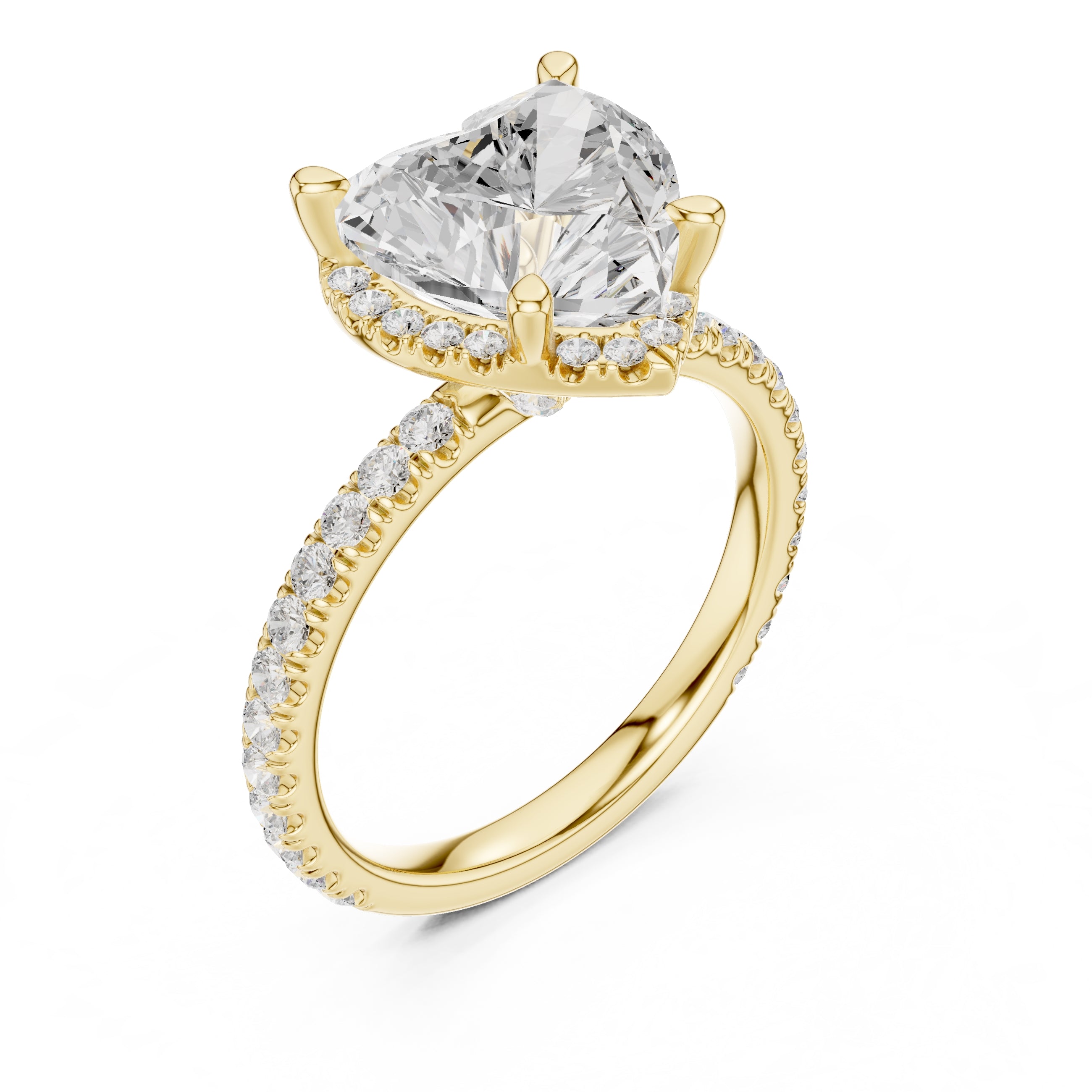 3.50 ct Lumina Pavé Engagement Ring 3.5ct Yellow Gold Heart