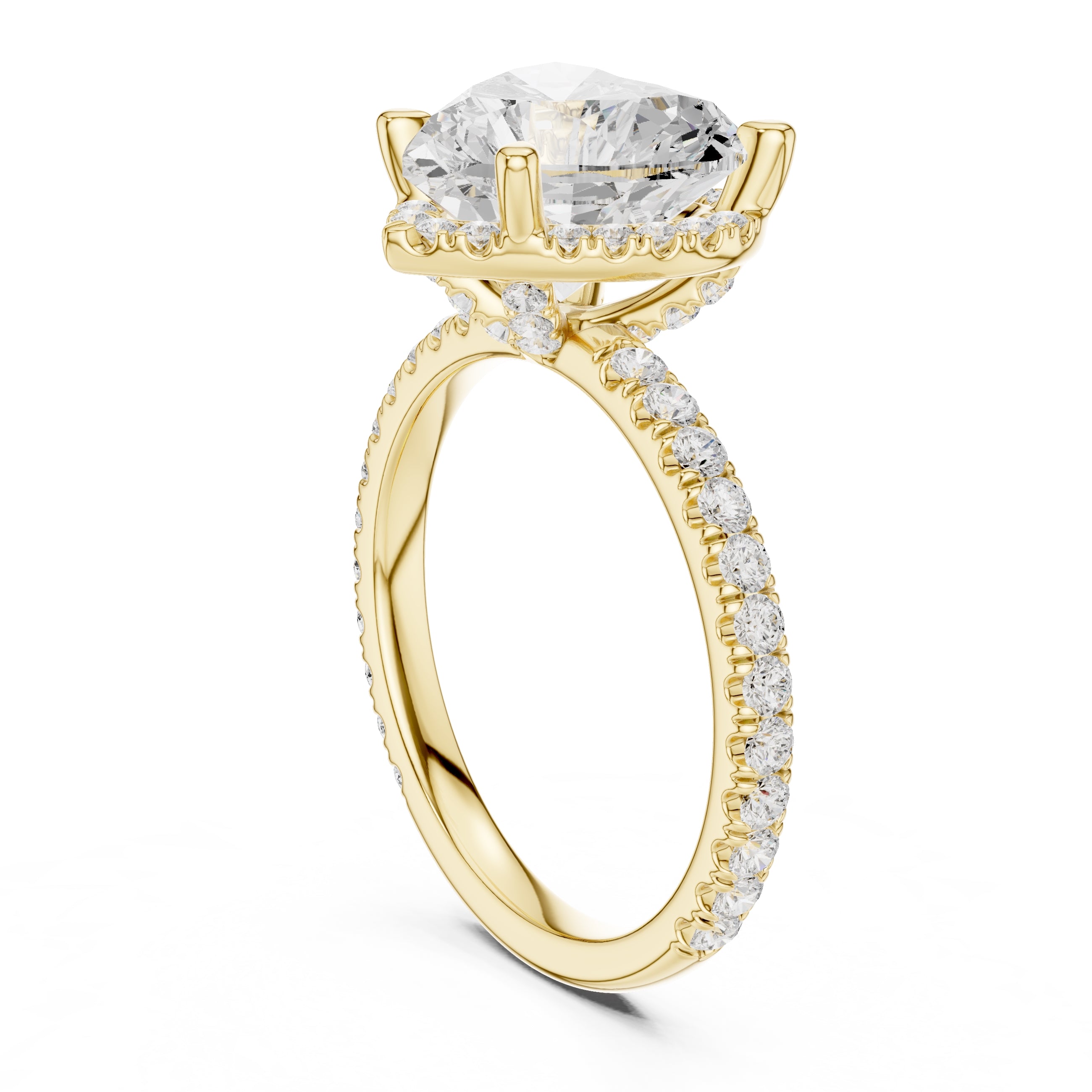 3.50 ct Lumina Pavé Engagement Ring 3.5ct Yellow Gold Heart
