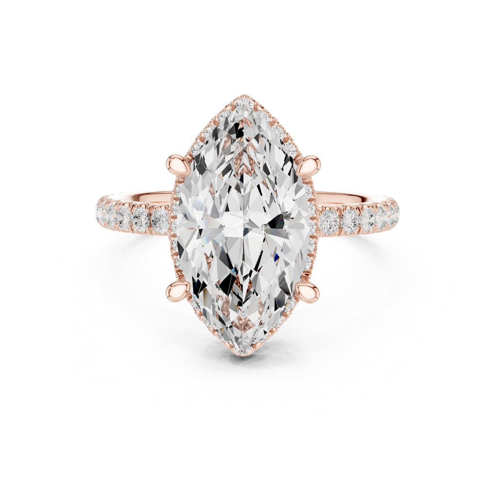 3.50 ct Lumina Pavé Engagement Ring 3.5ct Rose Gold Marquise