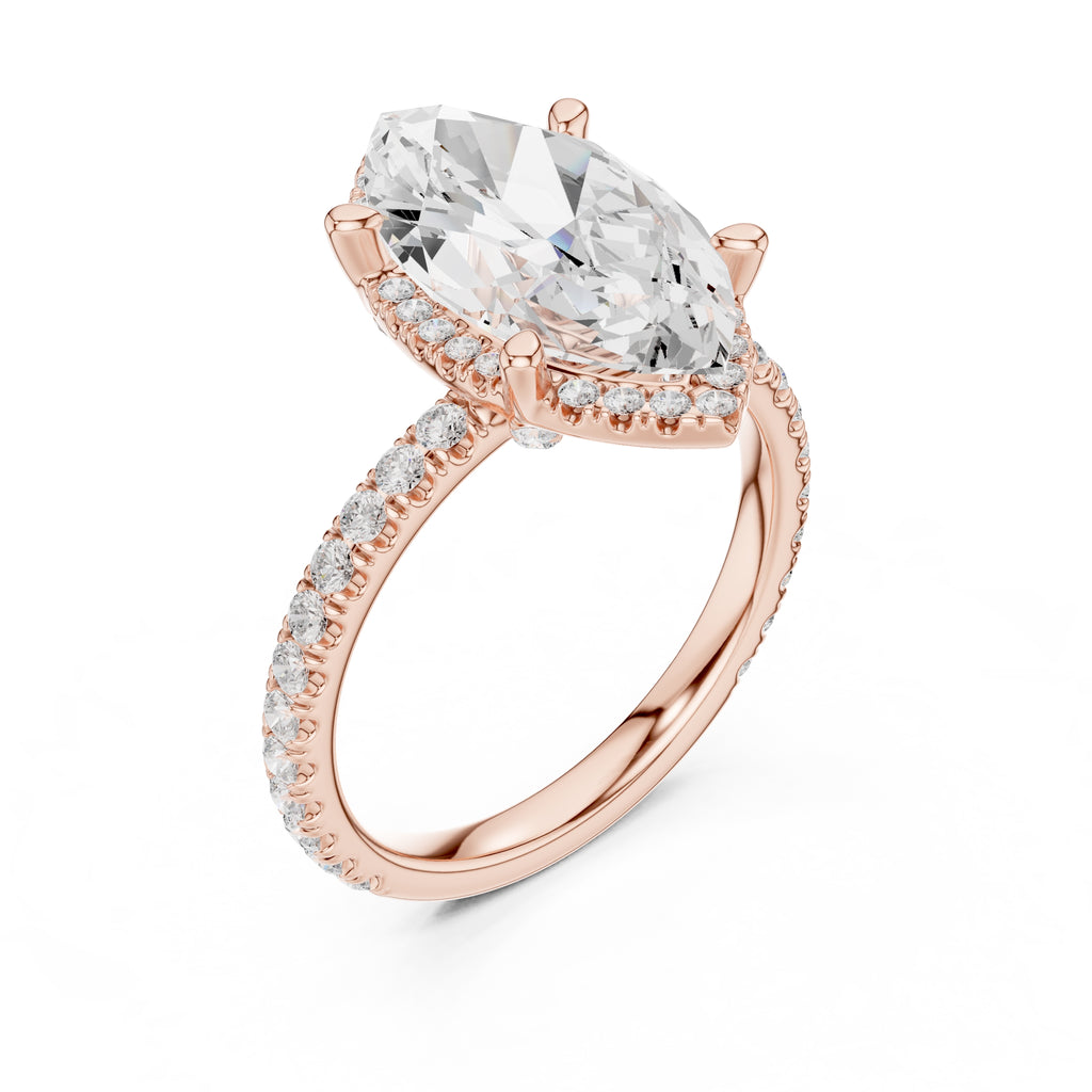 3.50 ct Lumina Pavé Engagement Ring 3.5ct Rose Gold Marquise