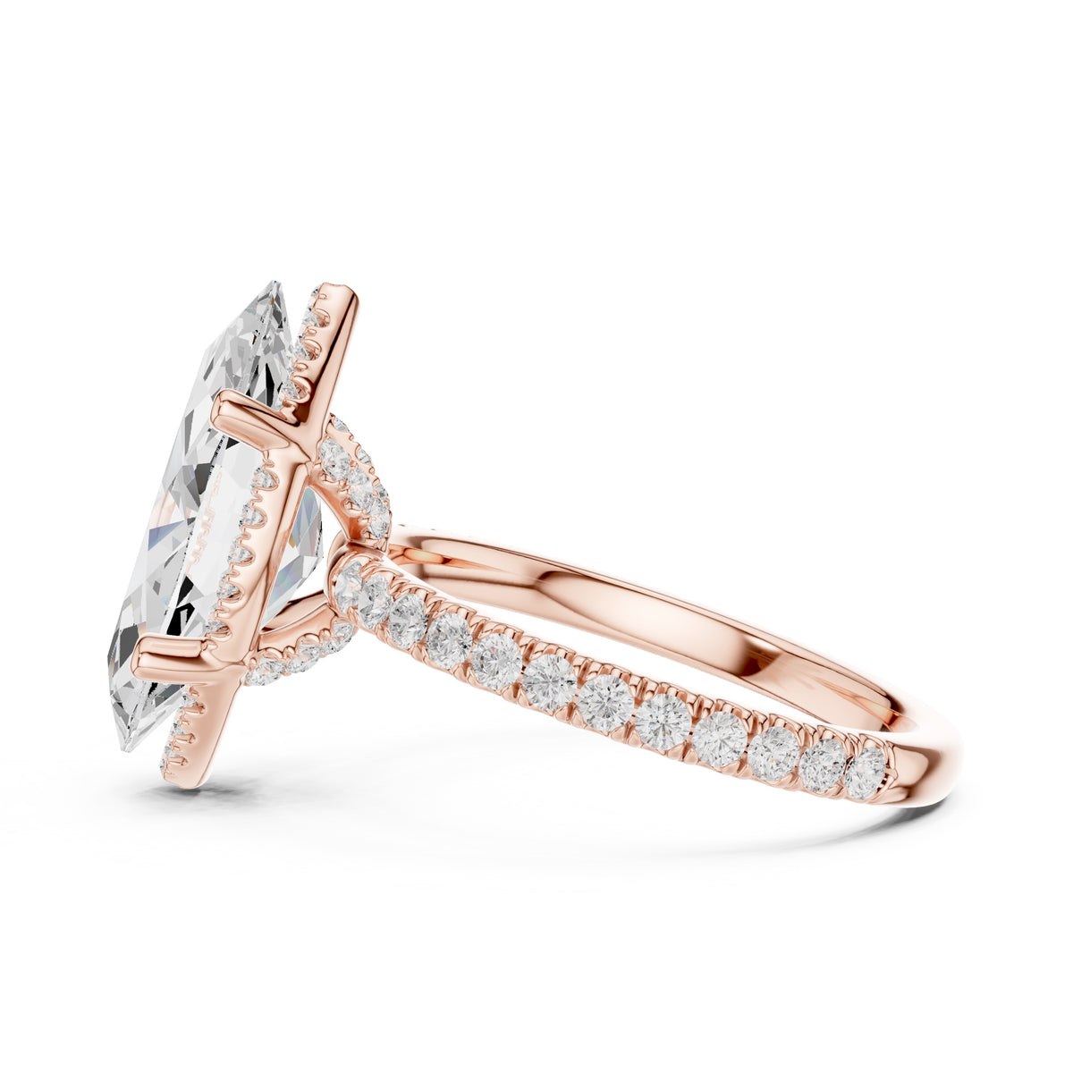 3.50 ct Lumina Pavé Engagement Ring 3.5ct Rose Gold Marquise