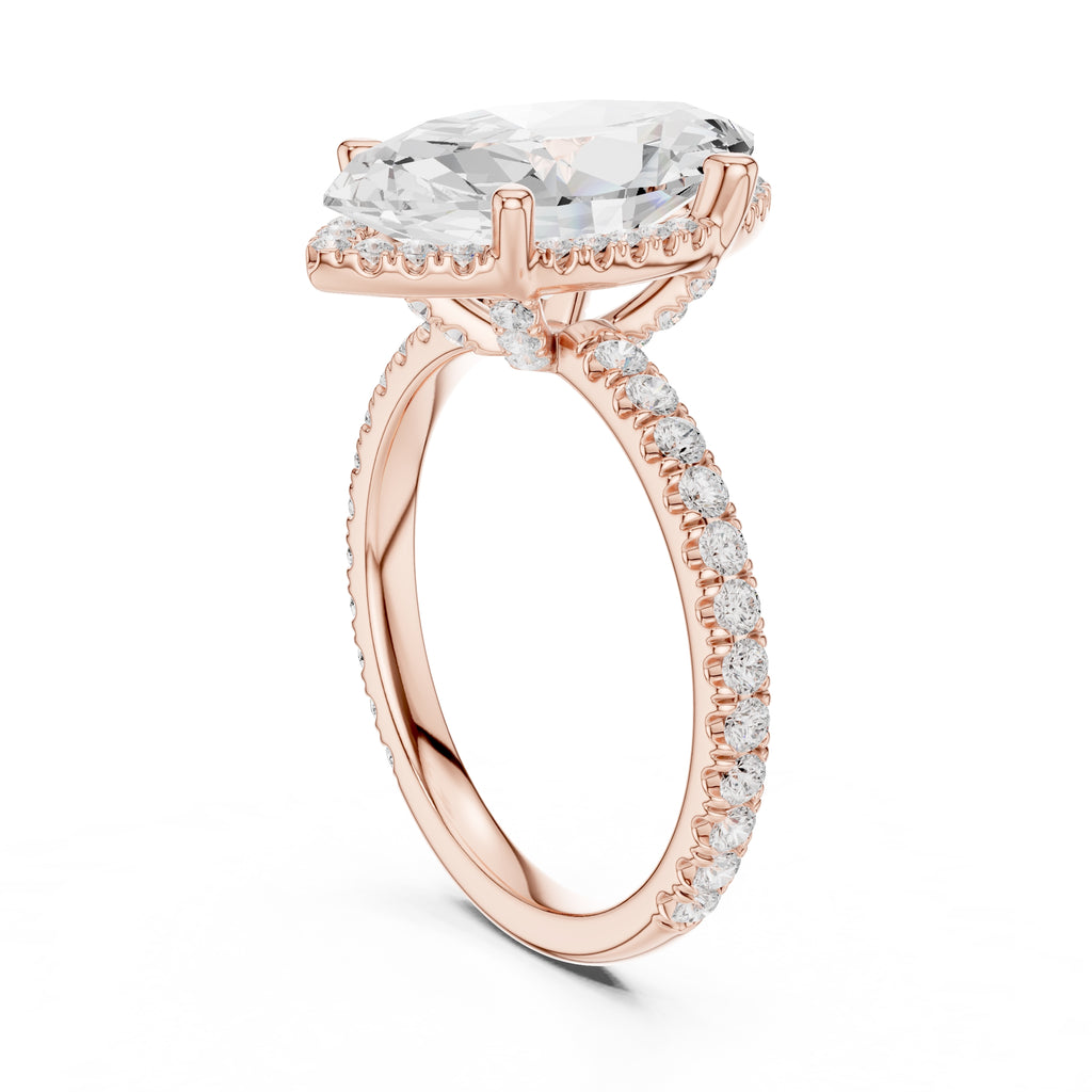 3.50 ct Lumina Pavé Engagement Ring 3.5ct Rose Gold Marquise