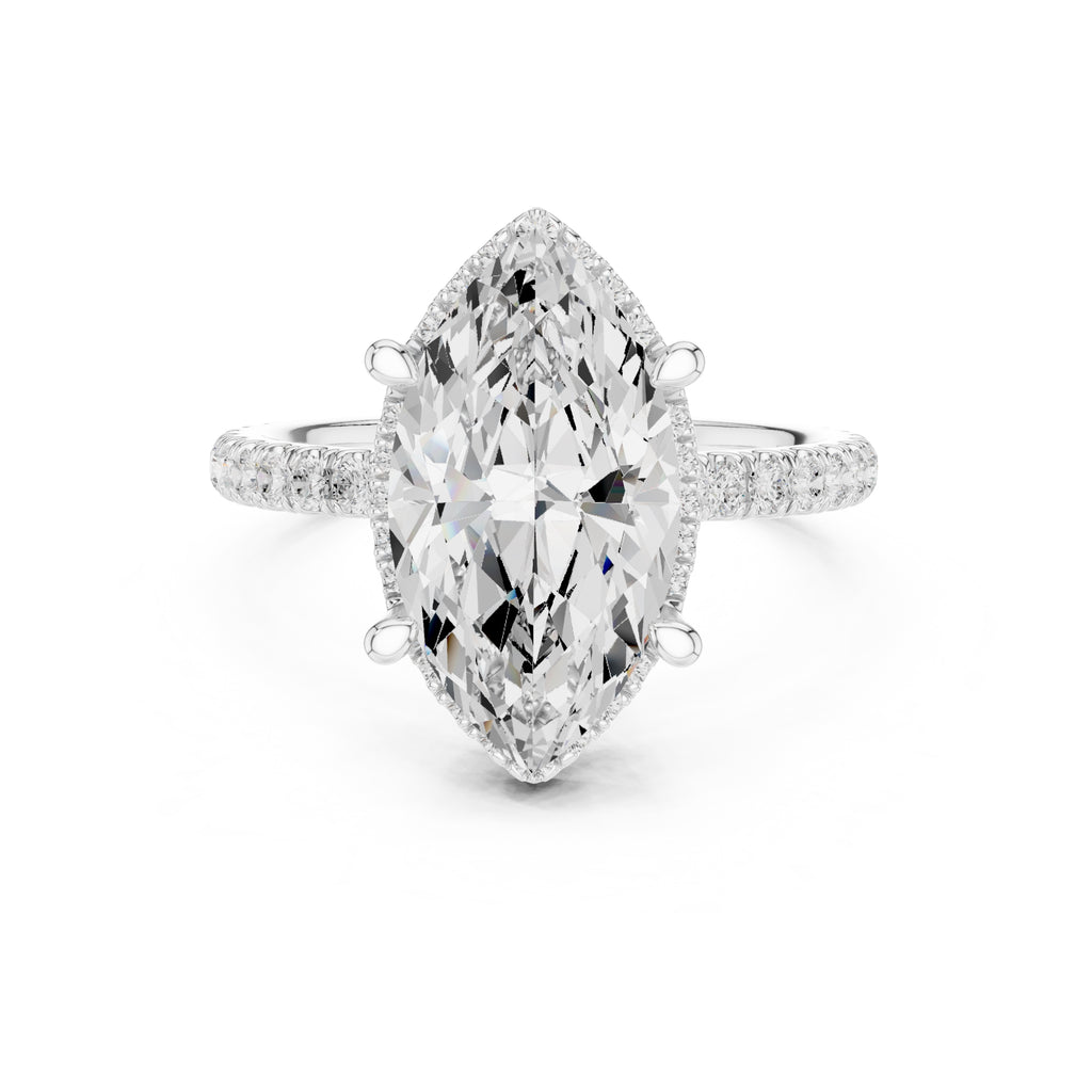 3.50 ct Lumina Pavé Engagement Ring 3.5ct White Gold Marquise