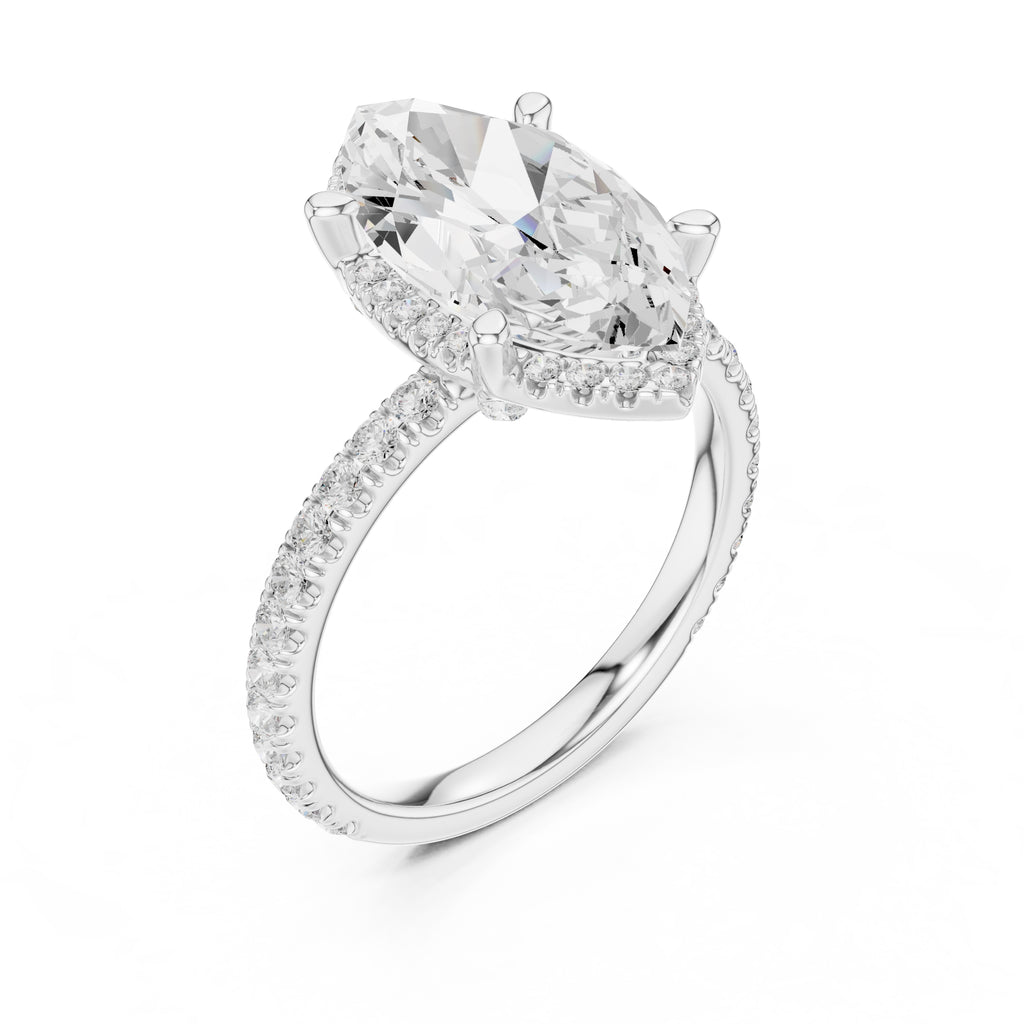 3.50 ct Lumina Pavé Engagement Ring 3.5ct White Gold Marquise