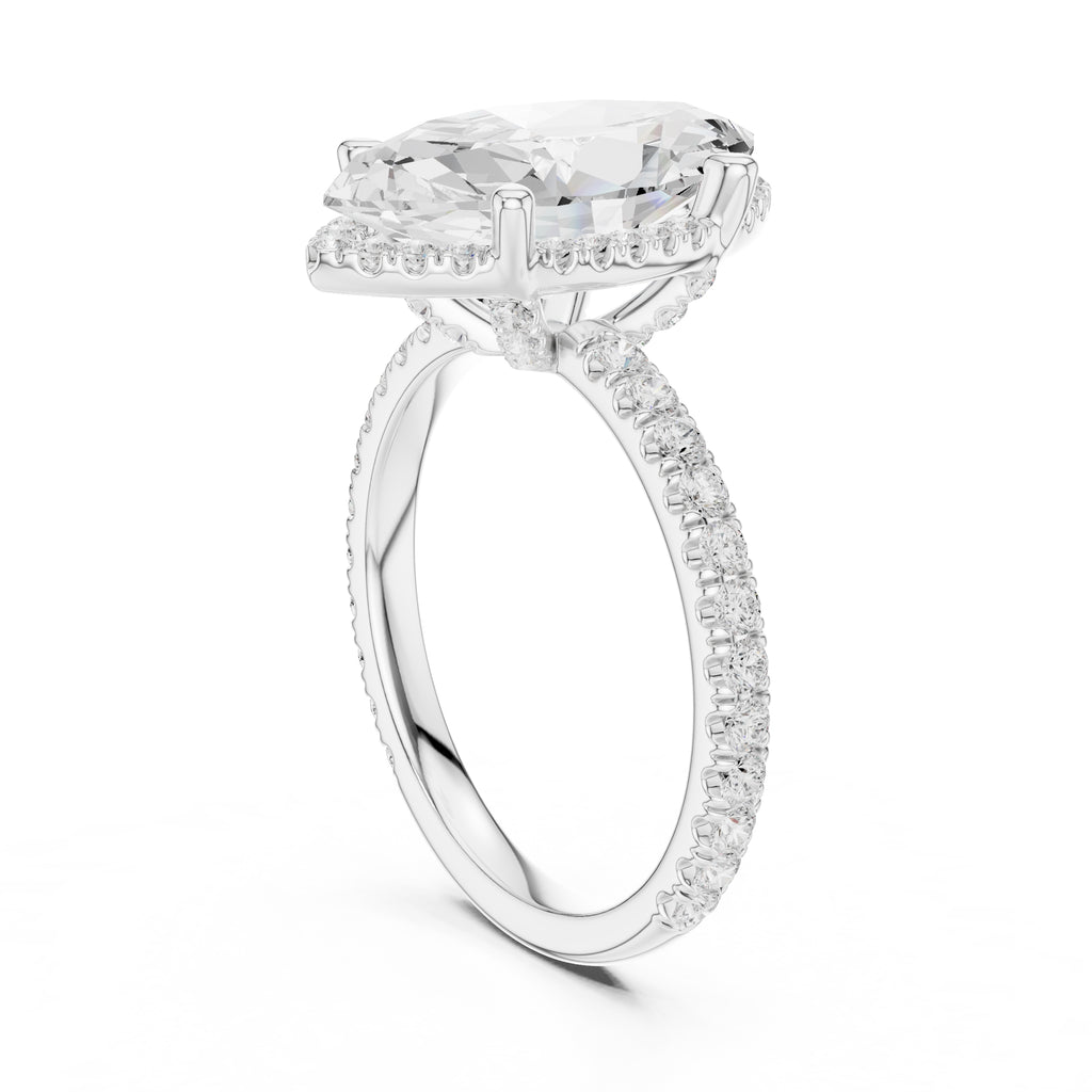 3.50 ct Lumina Pavé Engagement Ring 3.5ct White Gold Marquise