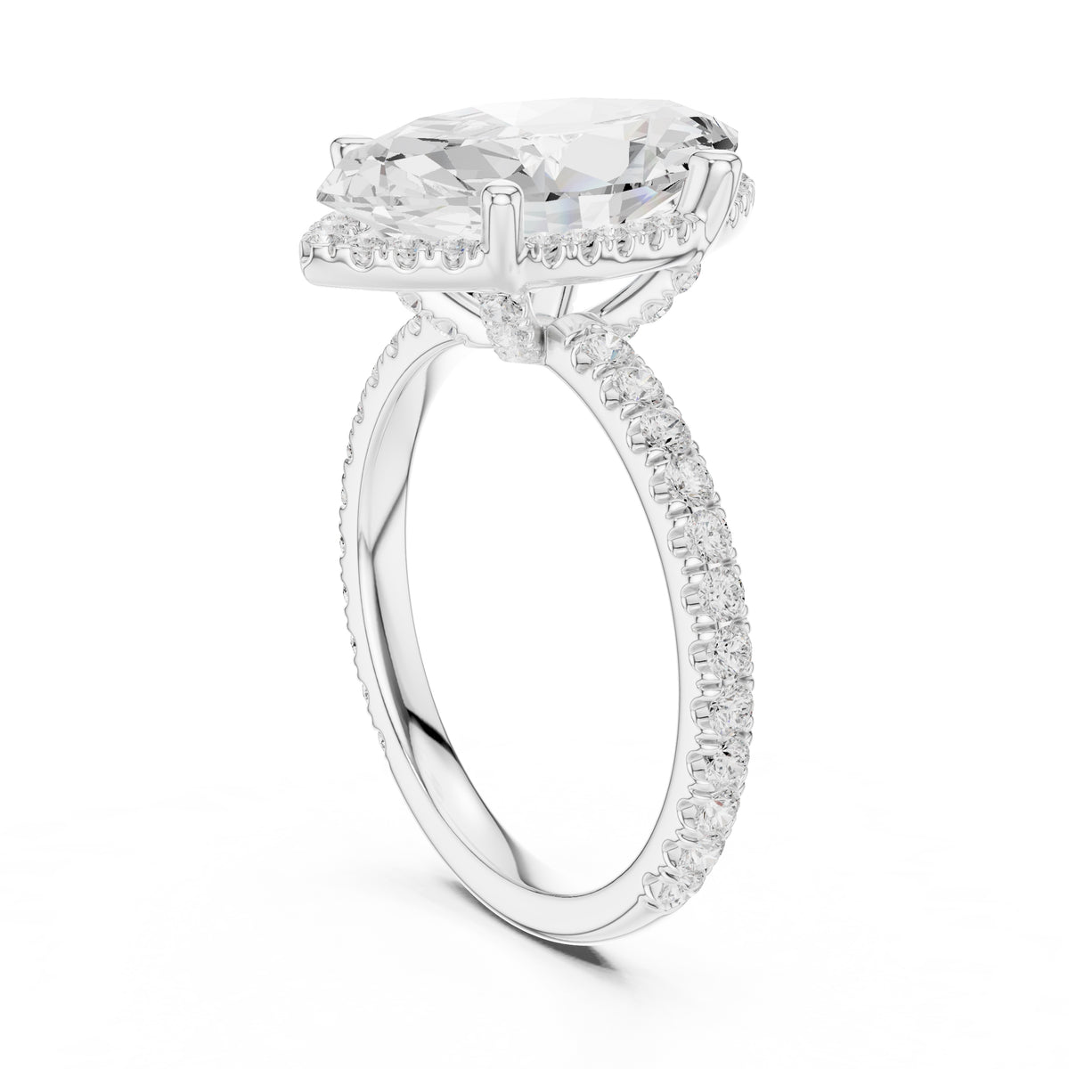 3.50 ct Lumina Pavé Engagement Ring 3.5ct White Gold Marquise