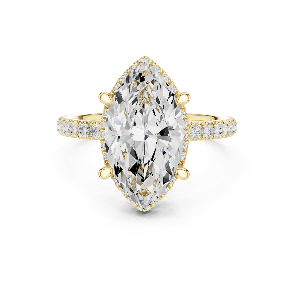3.50 ct Lumina Pavé Engagement Ring 3.5ct Yellow Gold Marquise