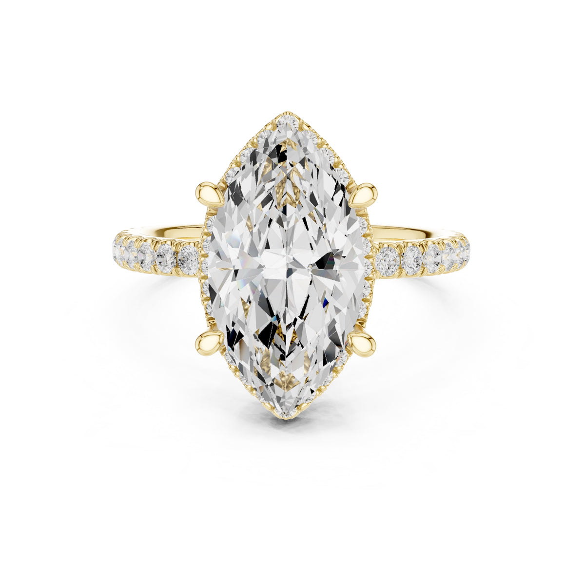 3.50 ct Lumina Pavé Engagement Ring 3.5ct Yellow Gold Marquise
