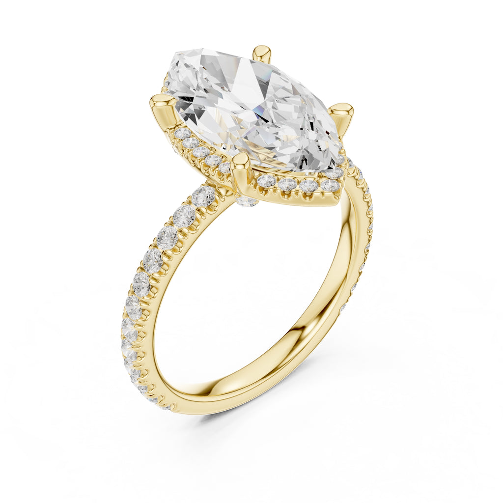 3.50 ct Lumina Pavé Engagement Ring 3.5ct Yellow Gold Marquise