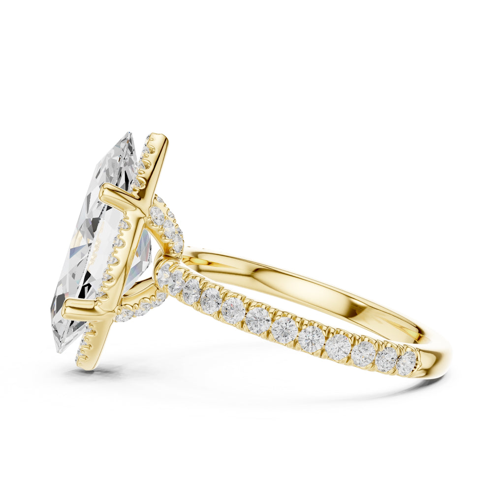 3.50 ct Lumina Pavé Engagement Ring 3.5ct Yellow Gold Marquise