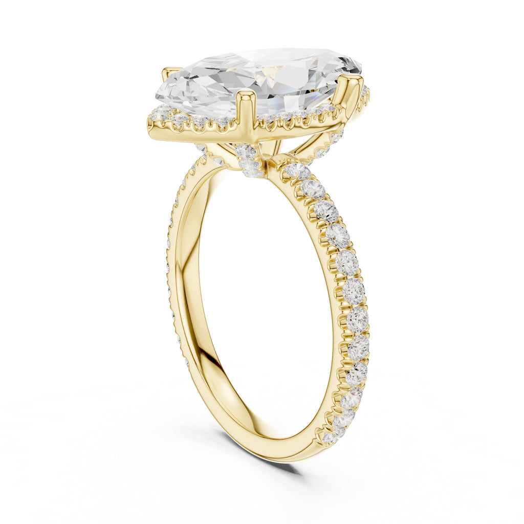 3.50 ct Lumina Pavé Engagement Ring 3.5ct Yellow Gold Marquise