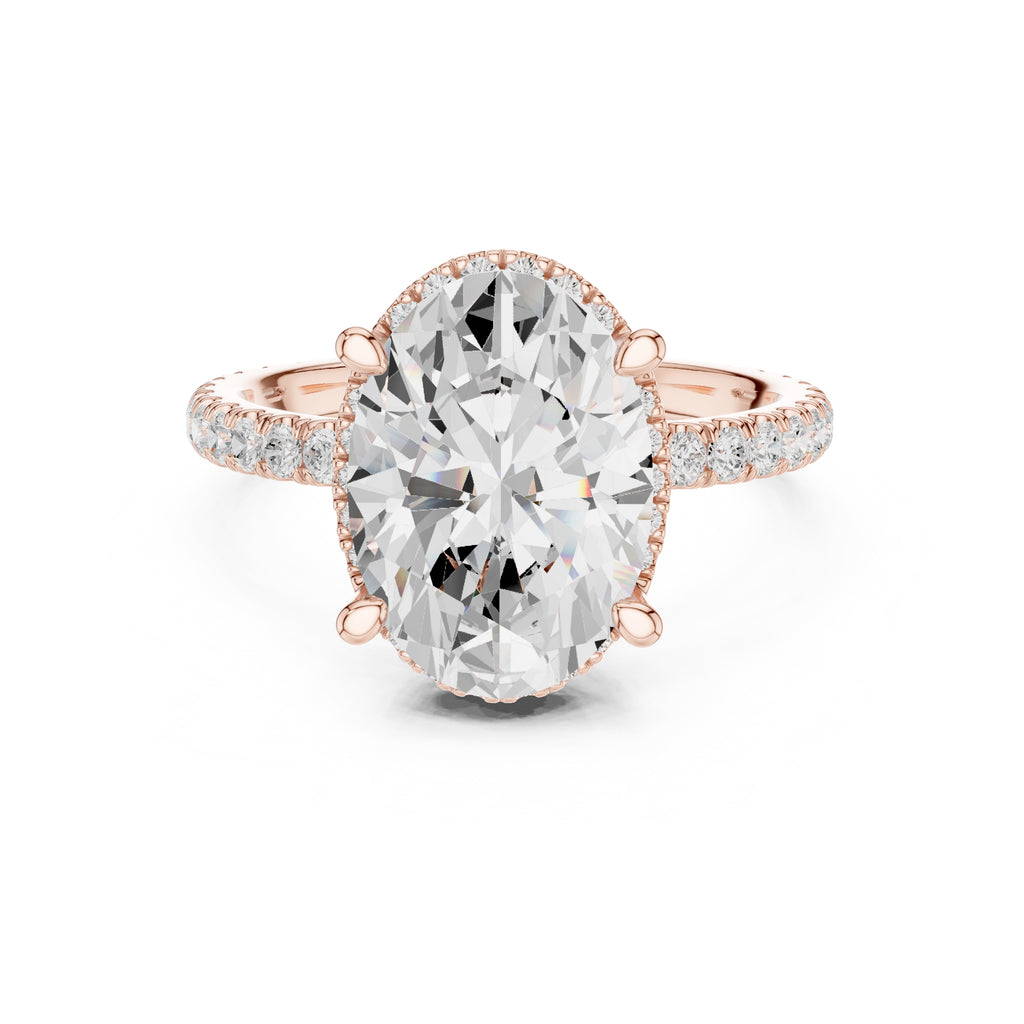 3.50 ct Lumina Pavé Engagement Ring 3.5ct Rose Gold Oval