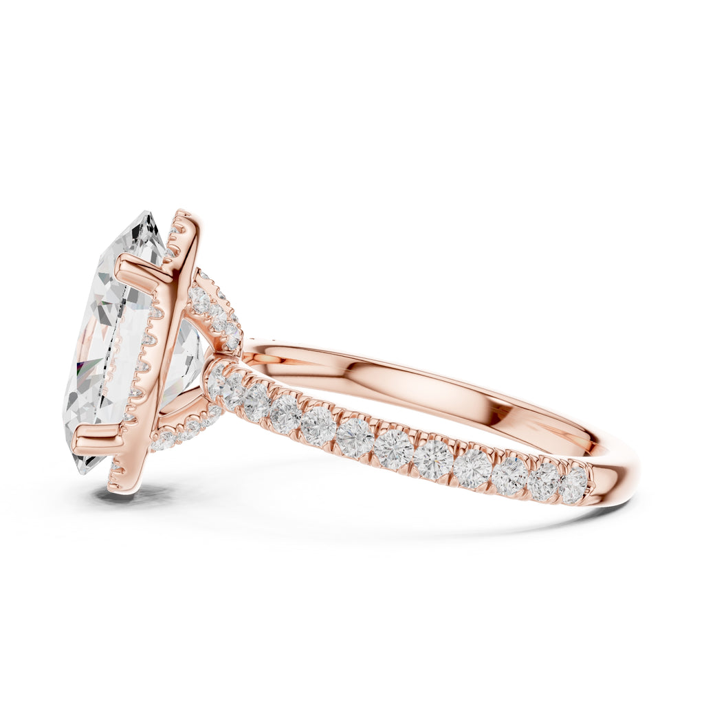 3.50 ct Lumina Pavé Engagement Ring 3.5ct Rose Gold Oval