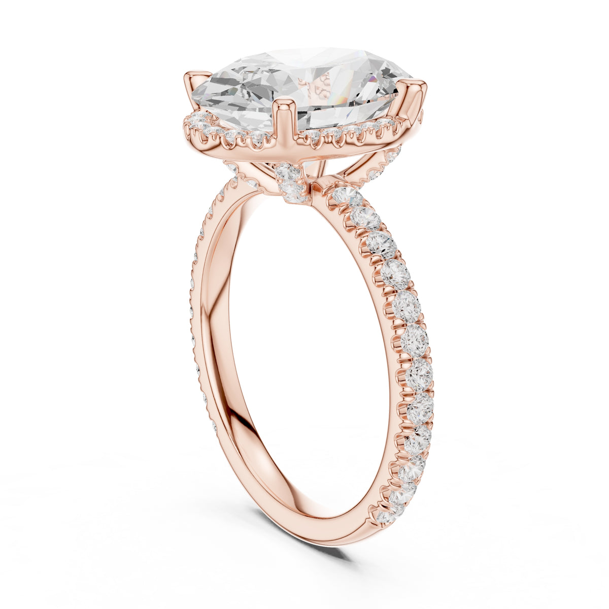 3.50 ct Lumina Pavé Engagement Ring 3.5ct Rose Gold Oval