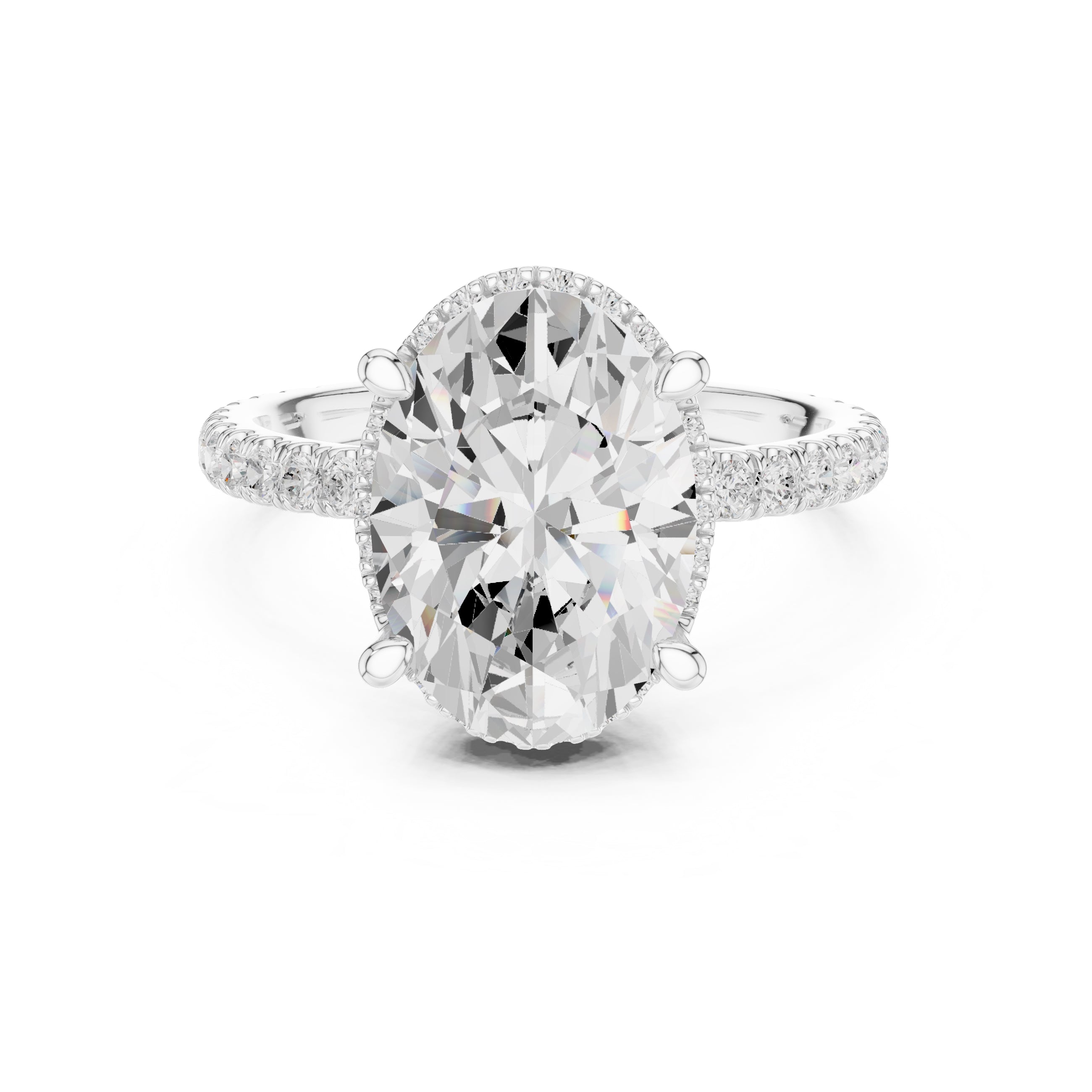 3.50 ct Lumina Pavé Engagement Ring 3.5ct White Gold Oval