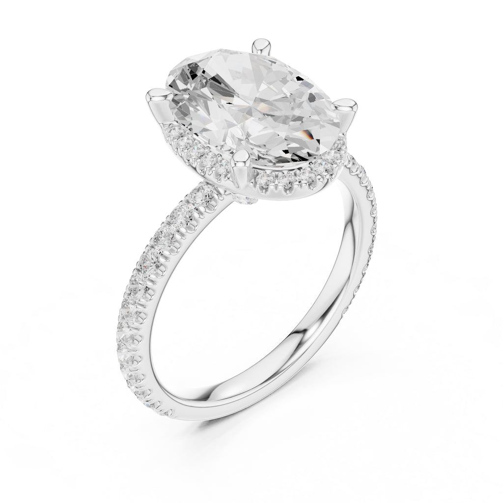 3.50 ct Lumina Pavé Engagement Ring 3.5ct White Gold Oval