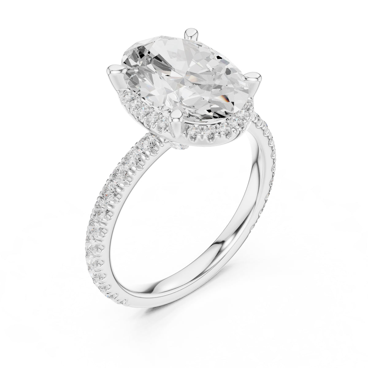 3.50 ct Lumina Pavé Engagement Ring 3.5ct White Gold Oval