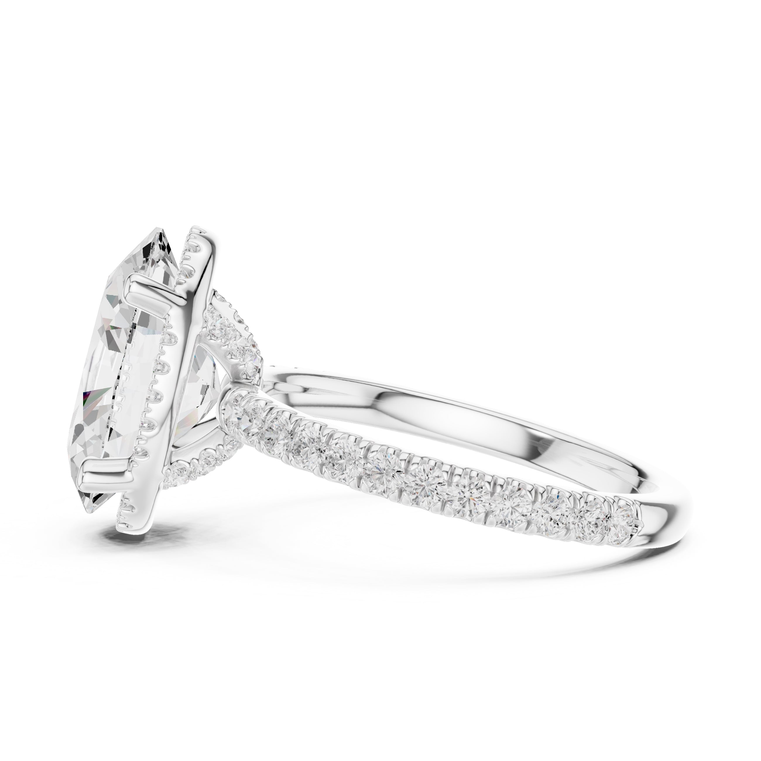 3.50 ct Lumina Pavé Engagement Ring 3.5ct White Gold Oval