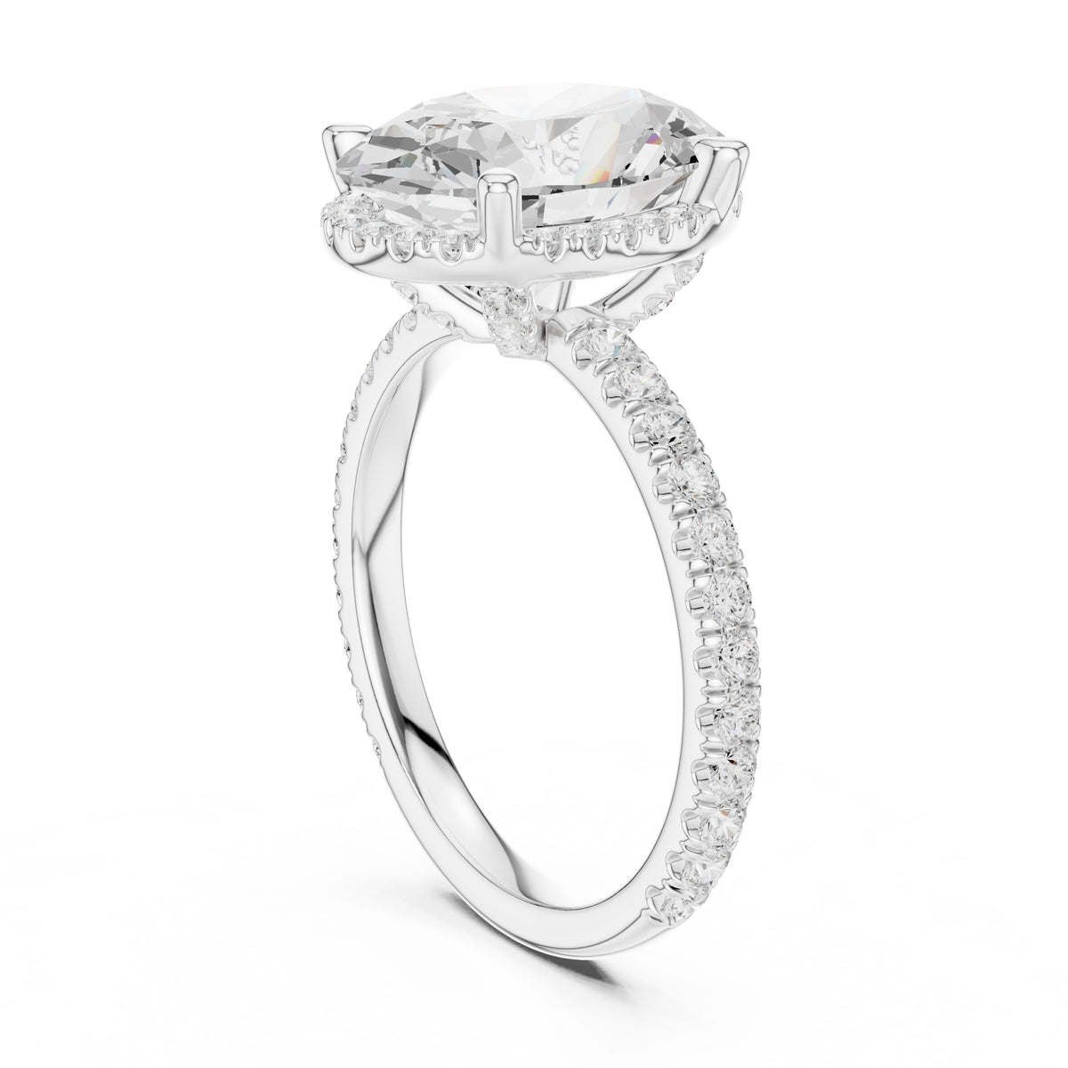 3.50 ct Lumina Pavé Engagement Ring 3.5ct White Gold Oval